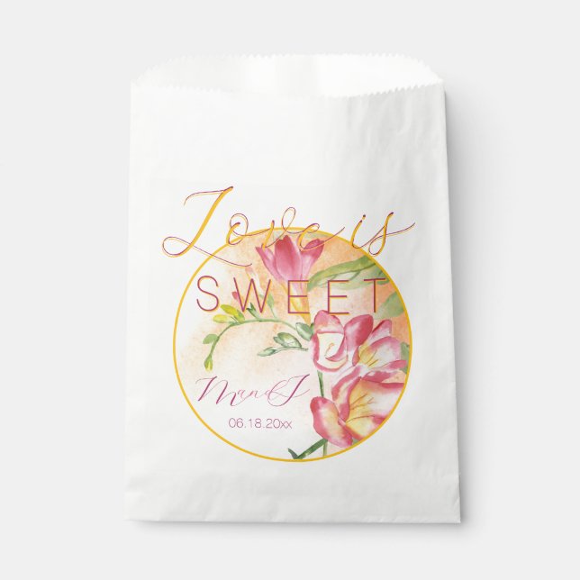Sachets En Papier Tropical Freesia Aquarelle Love is Sweet (Devant)