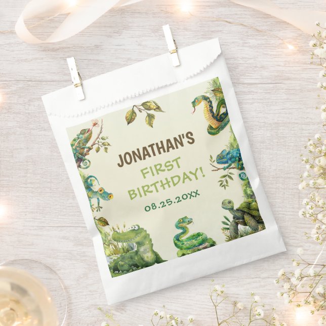 Sachets En Papier Tropical Jungle Reptile Anniversaire de enfant Par (Coupé)