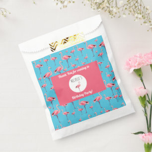 Sachets En Papier Tropical Summer Pink Flamingo modèle Anniversaire