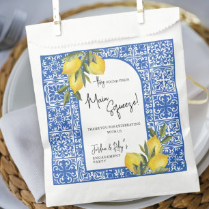 Sachets En Papier Trouvé Main Squeeze Lemon & Blue Tile Fiançailles