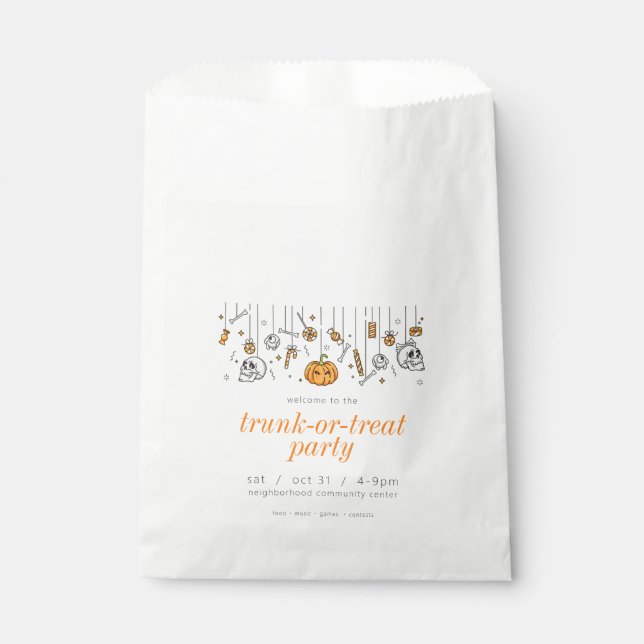Sachets En Papier Trunk or Treat Modern Chic Halloween Party (Devant)