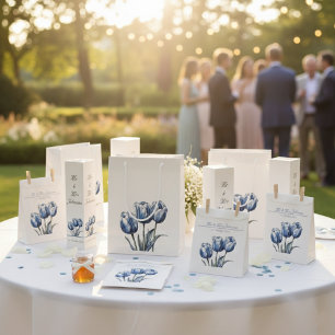 Sachets En Papier Tulipes en Delft Bleu personnalisables