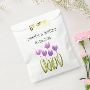 Sachets En Papier Tulipes fleurs aquarelle violet Russe Mariage