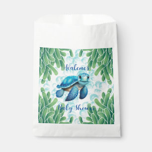 Sachets En Papier Turquoise Blue Sea Turtle Seaweed Boy Baby shower 