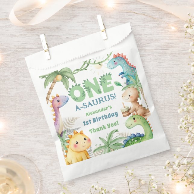 Sachets En Papier Un A-Saurus Boy Dinosaur 1er anniversaire (Coupé)