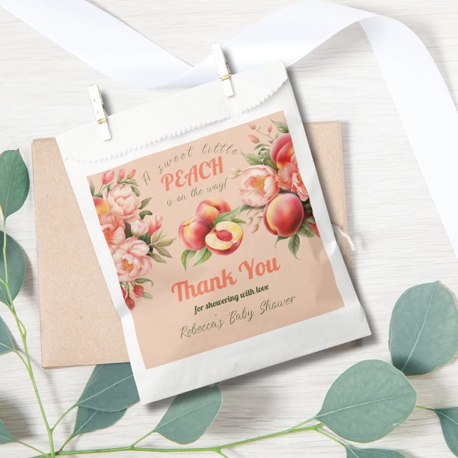 Sachets En Papier Un Baby shower Floral D'Été Doux Petite Pêche (Créateur téléchargé)