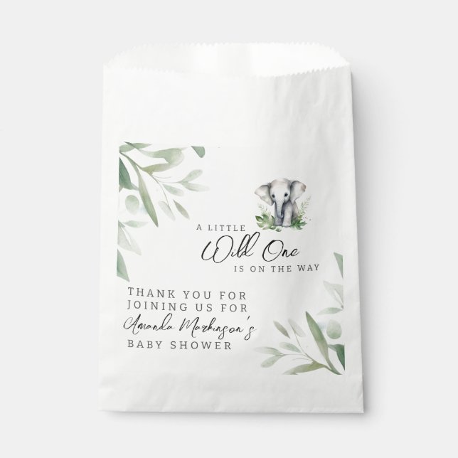 Sachets En Papier Un Baby shower Un Peu Sauvage Un Éléphant Fête (Devant)