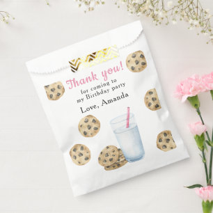 Sachets En Papier Un biscuit doux et du lait Merci d'anniversaire