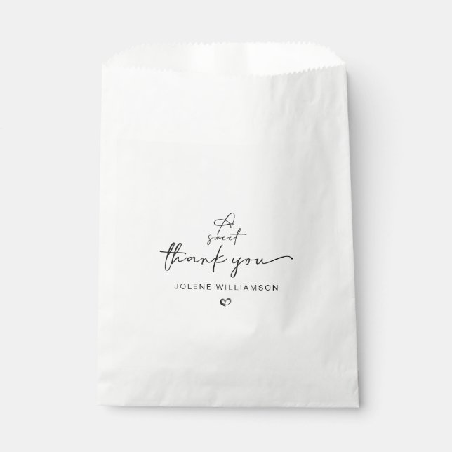 Sachets En Papier Un cœur minimaliste avec un script de remerciement (Devant)