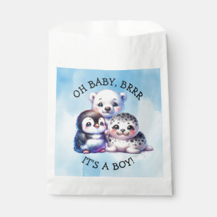 Sachets En Papier Un garçon   Baby shower d'hiver polaire arctique