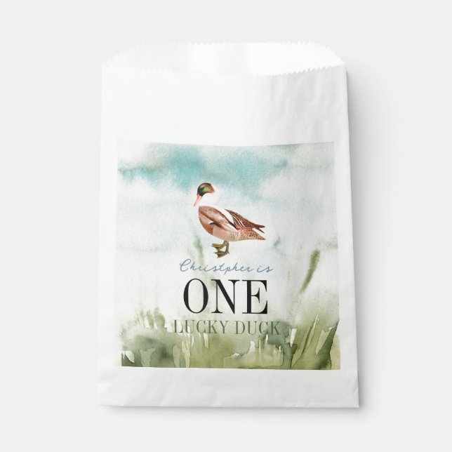 Sachets En Papier Un Lucky Duck Field Boy 1er anniversaire (Devant)