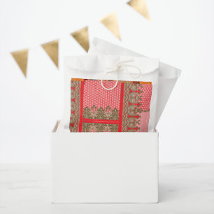 Sachets En Papier un motif de point de croix avec une bordure rouge