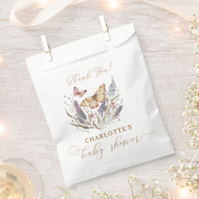 Sachets En Papier Un Petit Papillon Est En Chemin De Baby shower (Coupé)