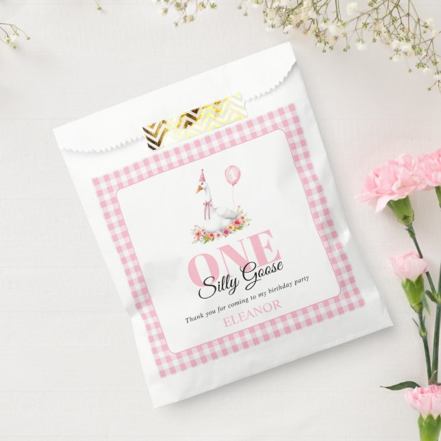 Sachets En Papier Une oie idiote, rose en vichy 1er anniversaire de  (Scellé)