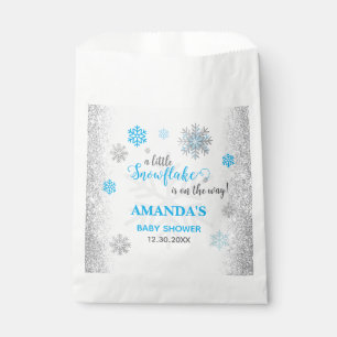 Sachets En Papier Une petite flocon de neige Bleu Argent Hiver Baby