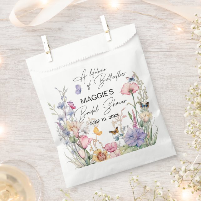 Sachets En Papier Une vie de papillons Fleur sauvage Fête des mariée (Coupé)