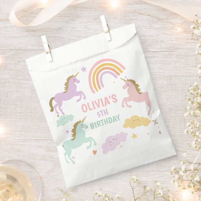 Sachets En Papier Unicorn Magical Rainbow Celebration Fille Annivers (Coupé)