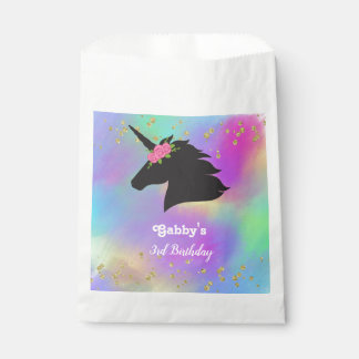 Sachets En Papier Unicorne florale personnalisée Anniversaire