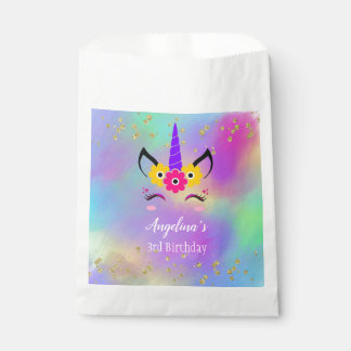 Sachets En Papier Unicorne florale personnalisée Anniversaire Favori