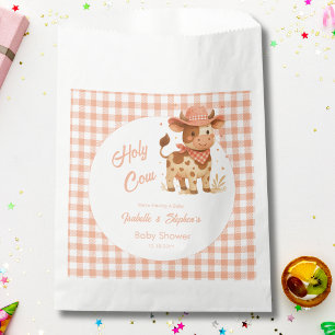 Sachets En Papier Vache sainte Nous avons un bébé Pêche rustique Pla