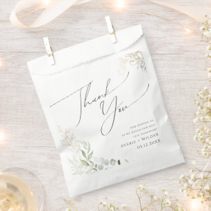 Sachets En Papier Verdure et or MERCI