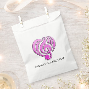 Sachets En Papier Vibrations Amour musical Coeur rose Note DJ