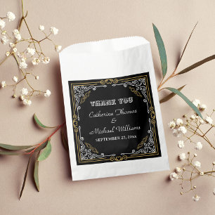Sachets En Papier Vintage Art Déco Elégant Black White Gold Mariage