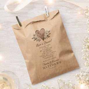 Sachets En Papier Vintage Cherish Heart Mariage Love is Sweet Treat