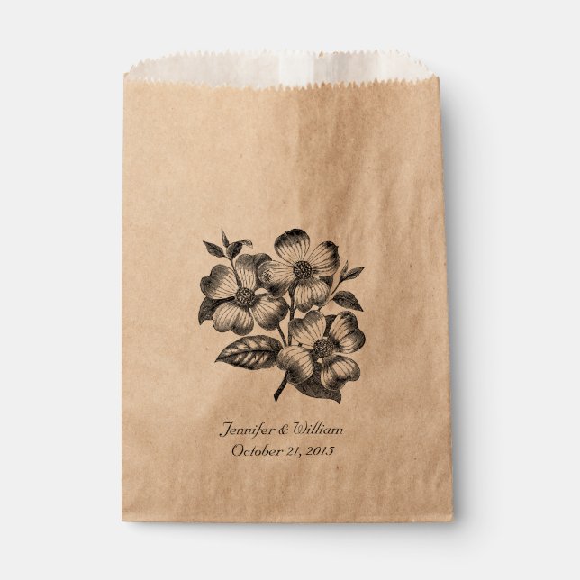 Sachets En Papier Vintage Dogwood Illustration Mariage Favor Sac (Devant)