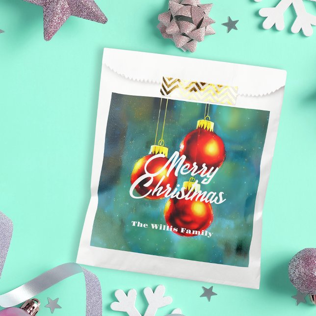 Sachets En Papier Vintage impressionniste Baubles de Noël Rouge (Créateur téléchargé)