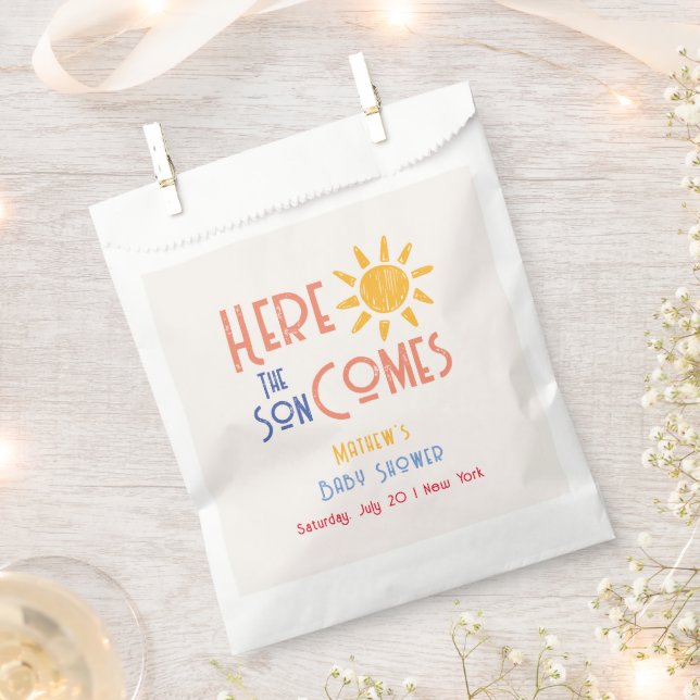Sachets En Papier Voici Le Son Minimal Rétro Baby shower Soleil (Coupé)