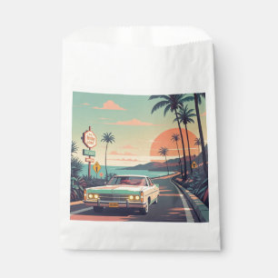 Sachets En Papier Voiture vintage de style rétro sur la plage