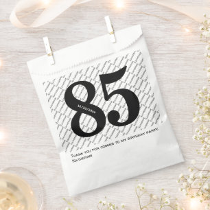 Sachets En Papier Votre nom Motif Bold Black Age 85 Numéro Date