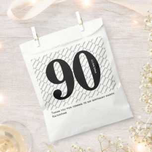 Sachets En Papier Votre nom Motif Bold Black Age 90 Numéro Date