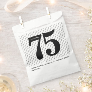 Sachets En Papier Votre nom Motif Bold Black Age Numéro Date