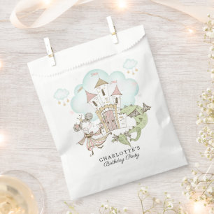 Sachets En Papier Watercolor Castle Princess Dragon Girl'anniversair