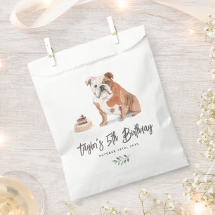 Sachets En Papier Watercolor English Bulldog Merci d'anniversaire