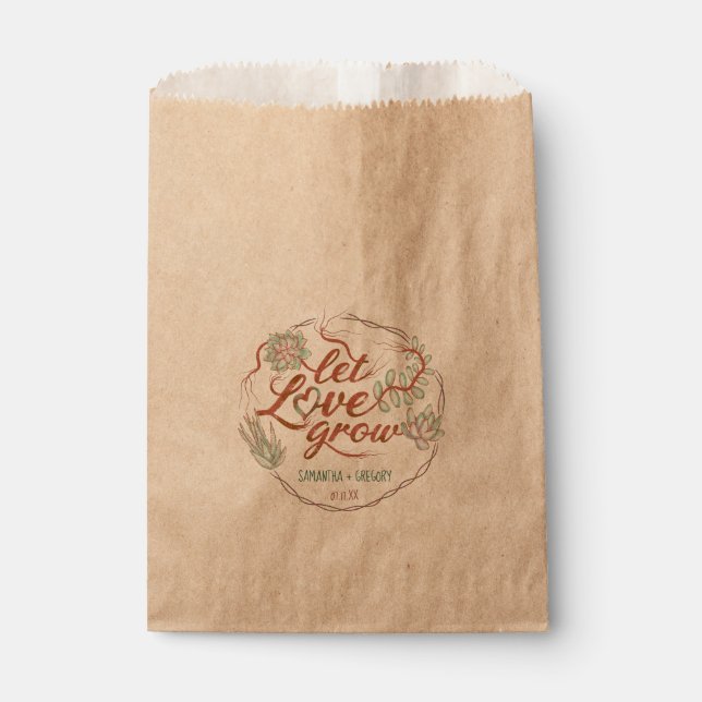 Sachets En Papier Wedding shower Laisser l'amour grandir Succulent P (Devant)