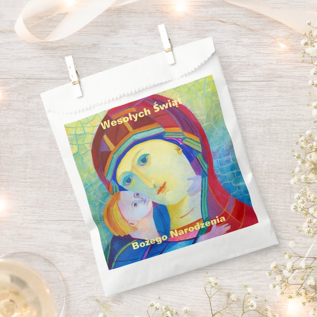 Sachets En Papier Wesołych Świąt Joyeux cadeau de Noël polonais (Coupé)