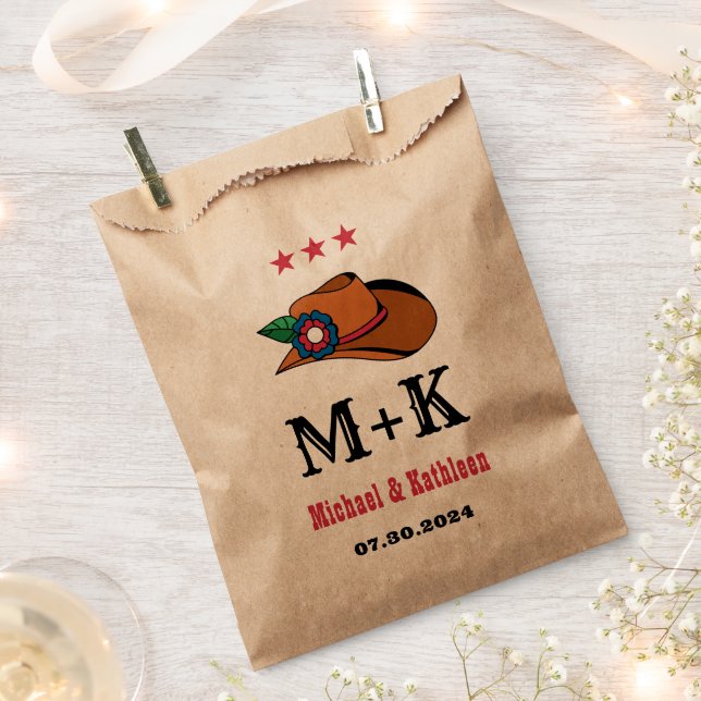 Sachets En Papier Western Floral Cowboy Casquette Rustique Mariage c (Coupé)