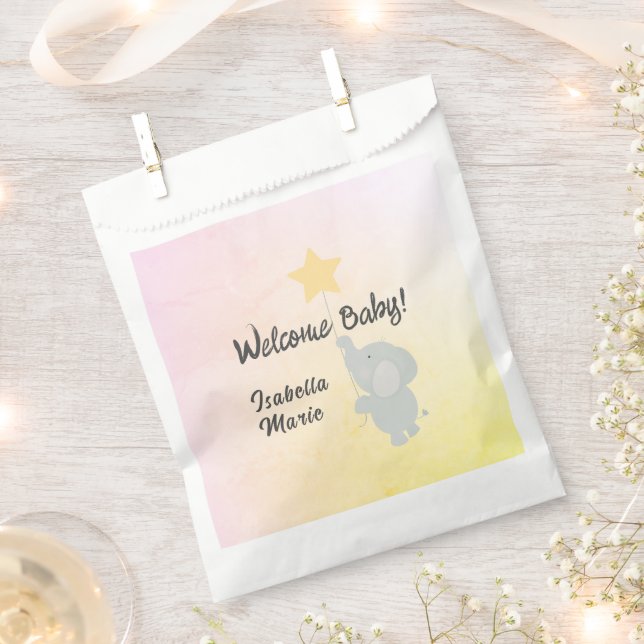 Sachets En Papier Whimsical Elephant Welcome Baby (Coupé)