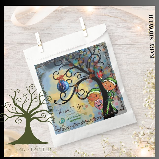 Sachets En Papier Whimsical Elf Gender Reveal Baby Shower Custom (Whimsical Elf Gender Reveal Baby Shower Custom Favor Bag)