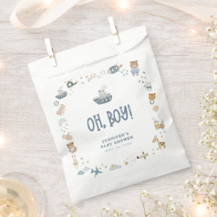 Sachets En Papier Whimsical Oh Boy Aquarelle Doodle Baby shower Fav