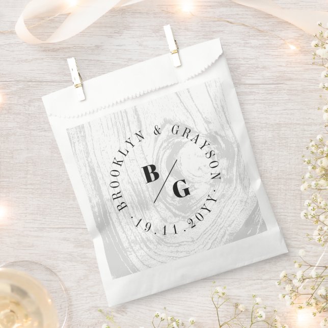 Sachets En Papier White Rustic Woodgrain Texture Chic Mariage d'hive (Coupé)