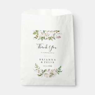 Sachets En Papier White Winter Peony Floral Merci Mariage