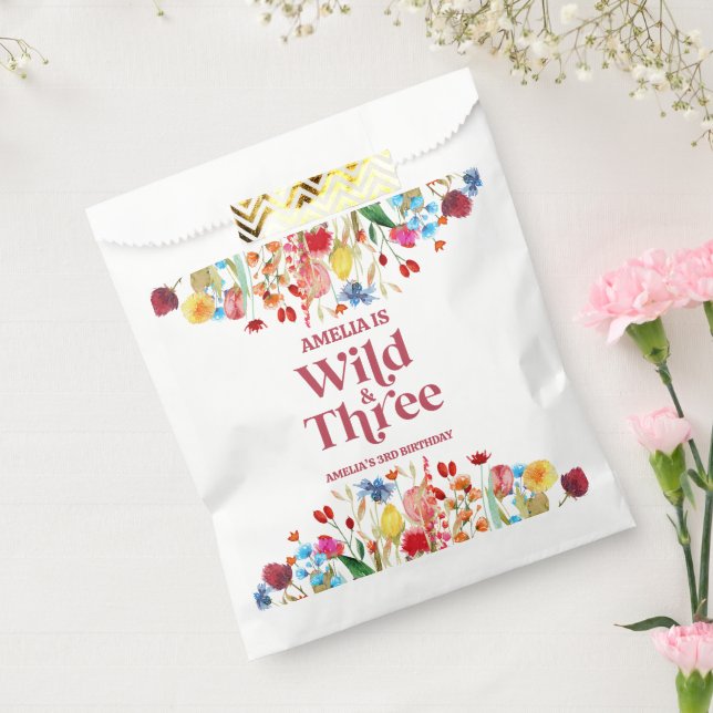 Sachets En Papier Wild and Three Fleur sauvage Troisième fête d'anni (Scellé)