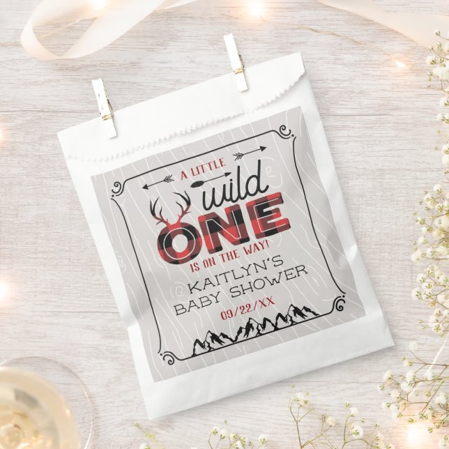 Sachets En Papier Wild One Boys Rustic Plaid Baby shower de bûcheron (Coupé)