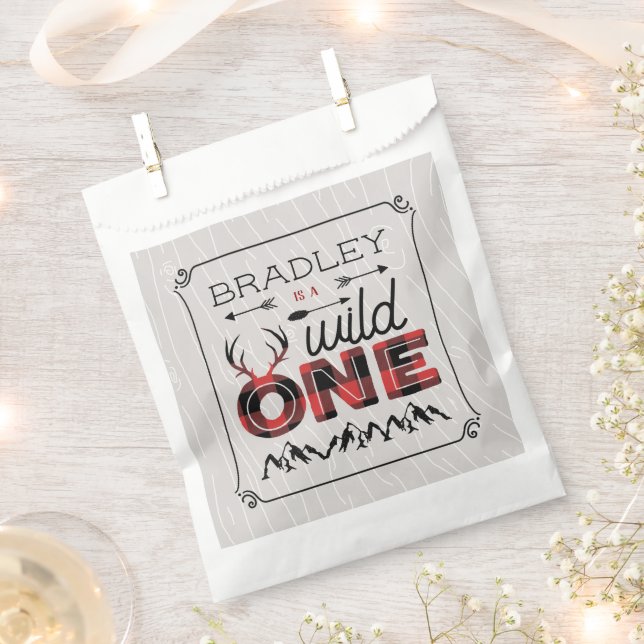 Sachets En Papier Wild One Boys Rustic Plaid Lumberjack 1er annivers (Coupé)