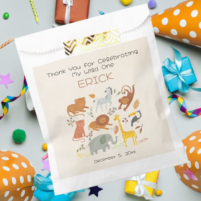 Sachets En Papier Wild One Safari First Birthday Party (Créateur téléchargé)