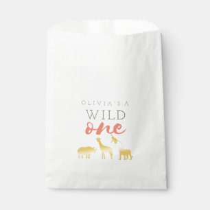 Sachets En Papier Wild One Safari rose et or 1er anniversaire